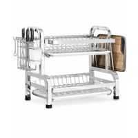 Escurridor Platos Doble Nivel Acero Inoxidable Organizador Cocina Hogar Decoración Moderna Wjy117B