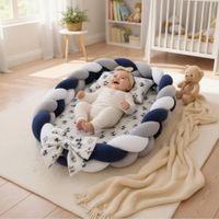 Nido Colecho Trenzado Para Bebés Con Almohada - Azul