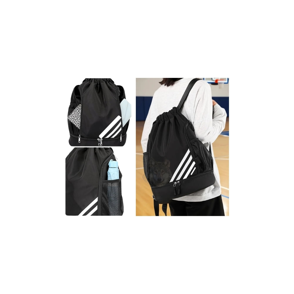 Mochila Deportiva para Gimnasio y Multifuncional Negro Negro