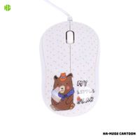 MOUSE ALAMBRICO PARA NIÑOS HALION HA-M202 1000 DPI - CARTOON OSITO PARDO