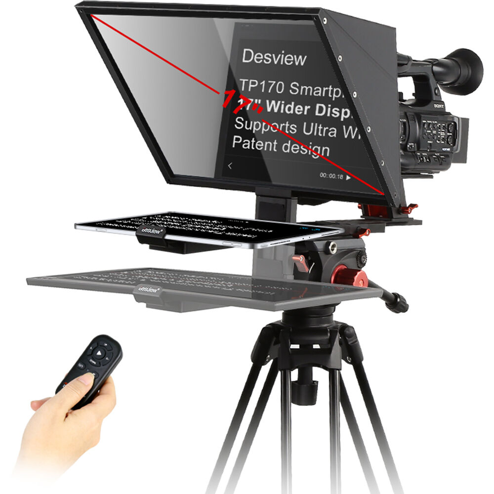 Desview TP170 Teleprompter Portátil para Tablets y Smartphones, Vidrio Beamsplitter 70/30