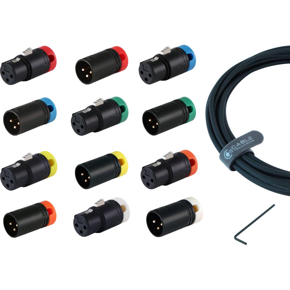 Cable Techniques Cable DIY Low-Profile XLR 3-Pin Set con 6 Conectores Macho y 6 Hembra, Ca