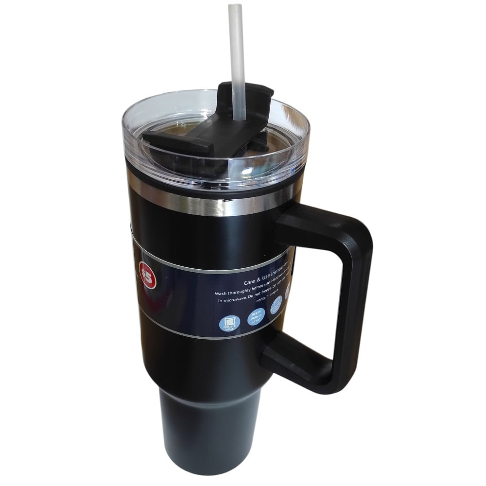 Vaso de 1200ml  Tomatodo de Plastico y Acero en la Base Negro