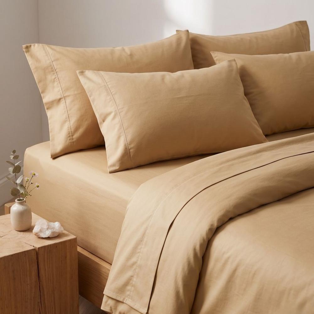 Juego de Sábanas 300 Hilos Algodón Pima Color Beige 1.5 plz