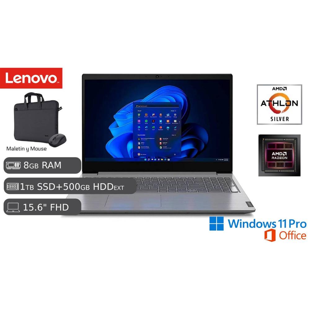 Laptop Lenovo V15 G4 AMD Athlon Silver 7120U 8GB RAM 1TB SSD  500GB HDD EXT
