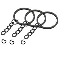 1000 Aros Llavero Plano con Cadena Metálico Negro de 2.5cm