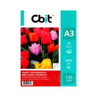 PAPEL FOTOGRAFICO BRILLO ADHESIVO A3 DE 135GR - KIT DE 100 HOJAS