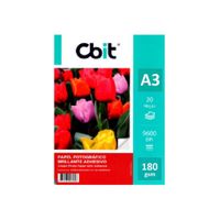 PAPEL FOTOGRAFICO BRILLO A3 DE 180GR CBIT  - KIT DE 100 HOJAS