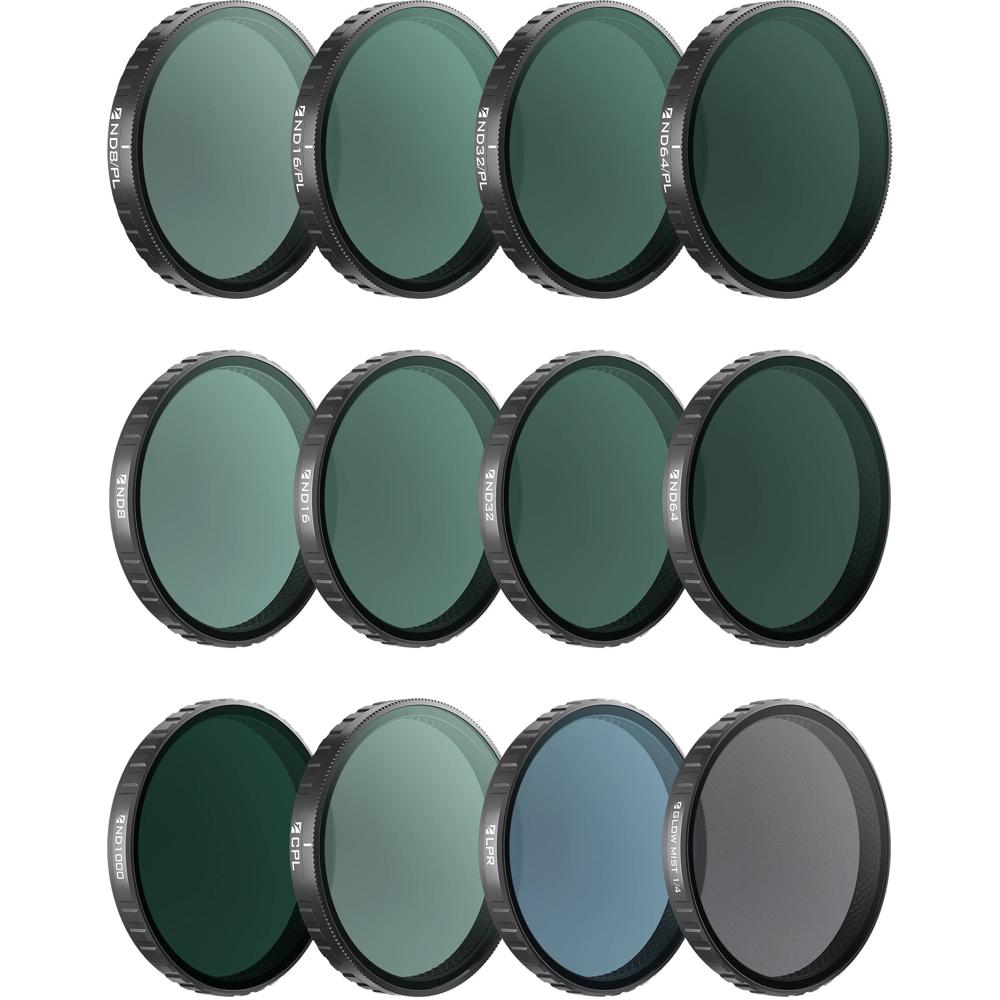 Freewell Kit de Filtros Mega para Osmo Action 6 - 12 Piezas, Incluye Filtros ND, CPL, Glow