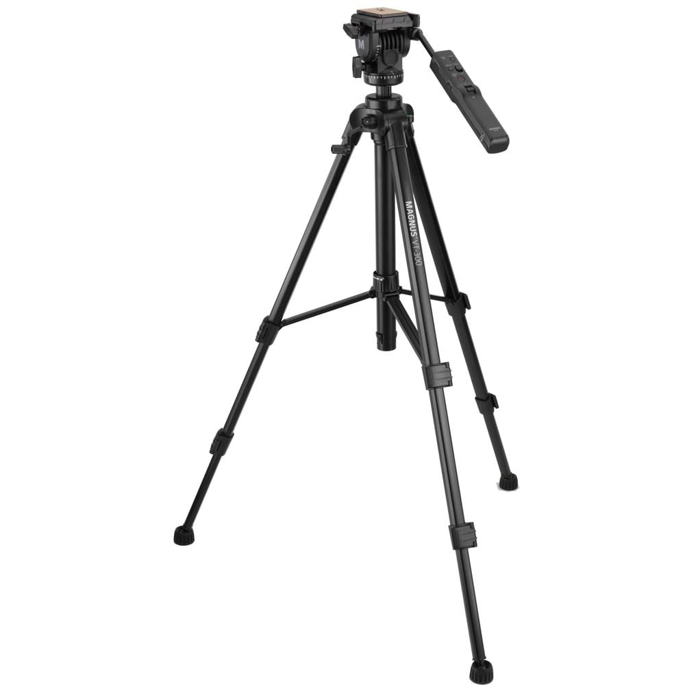 Magnus Tripod VT-300 Kit con Control Remoto para Video, Soporta 15 lb, Altura de 25 a 64.3