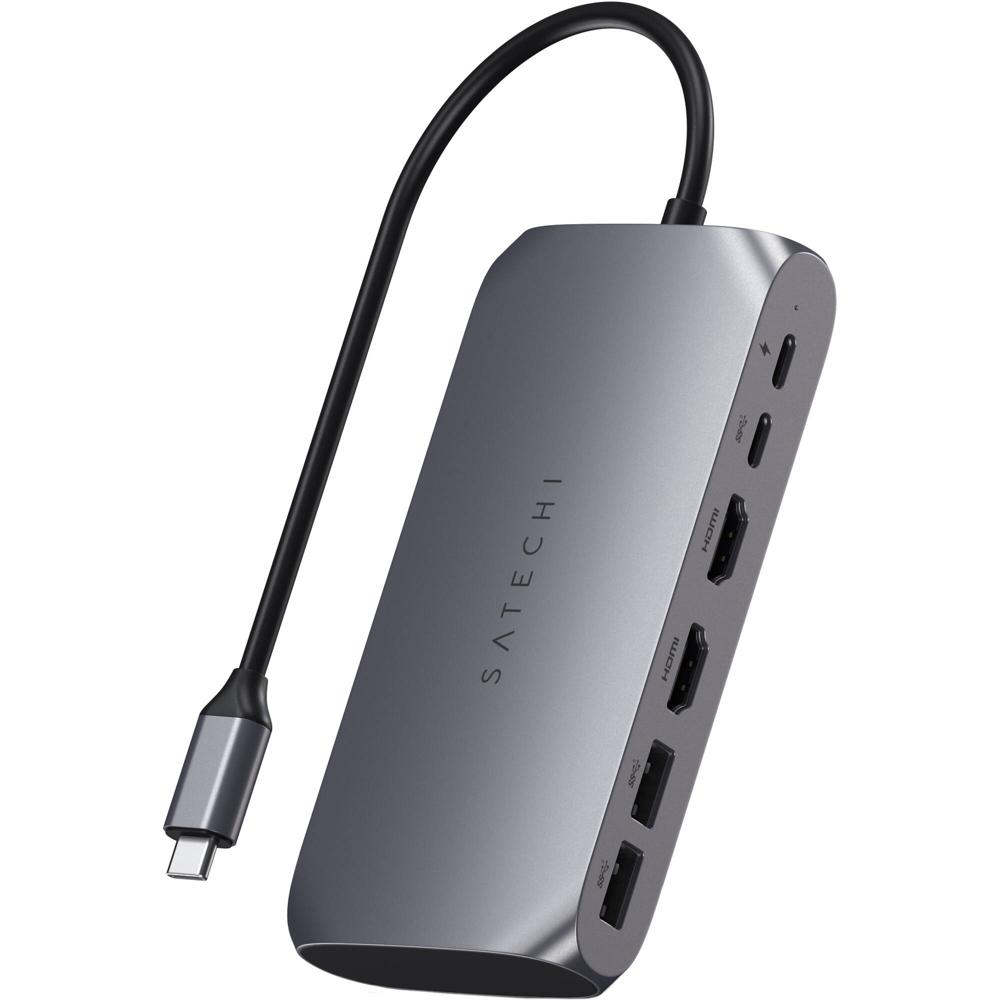 Satechi Adaptador Multimedia USB-C M1 con 2 HDMI, 2 USB-A 3.0 y 1 USB-C 3.0, Power Deliver