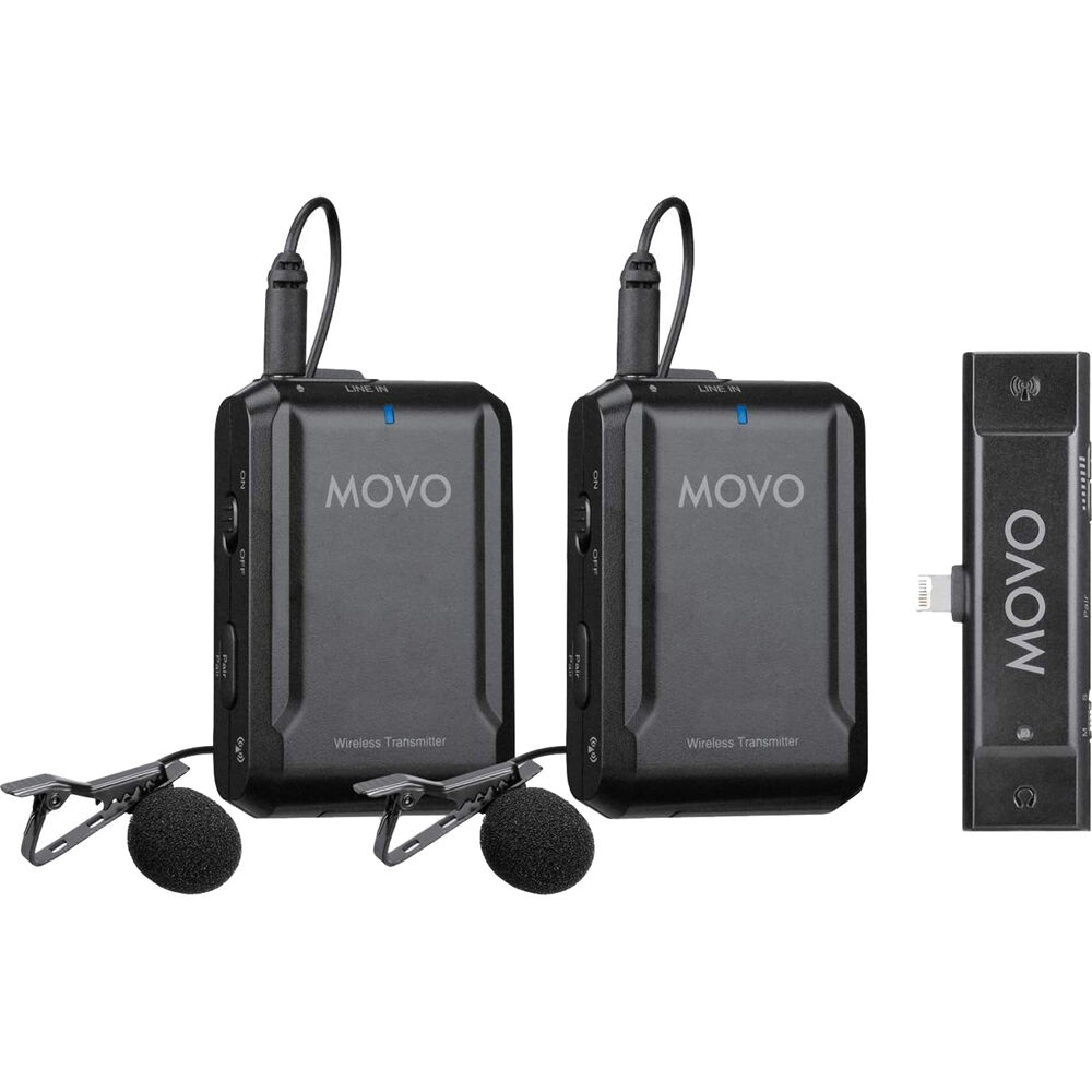 Movo Photo EDGE-DI-DUO Sistema de Micrófono Lavalier Inalámbrico Digital para iPhones, 2