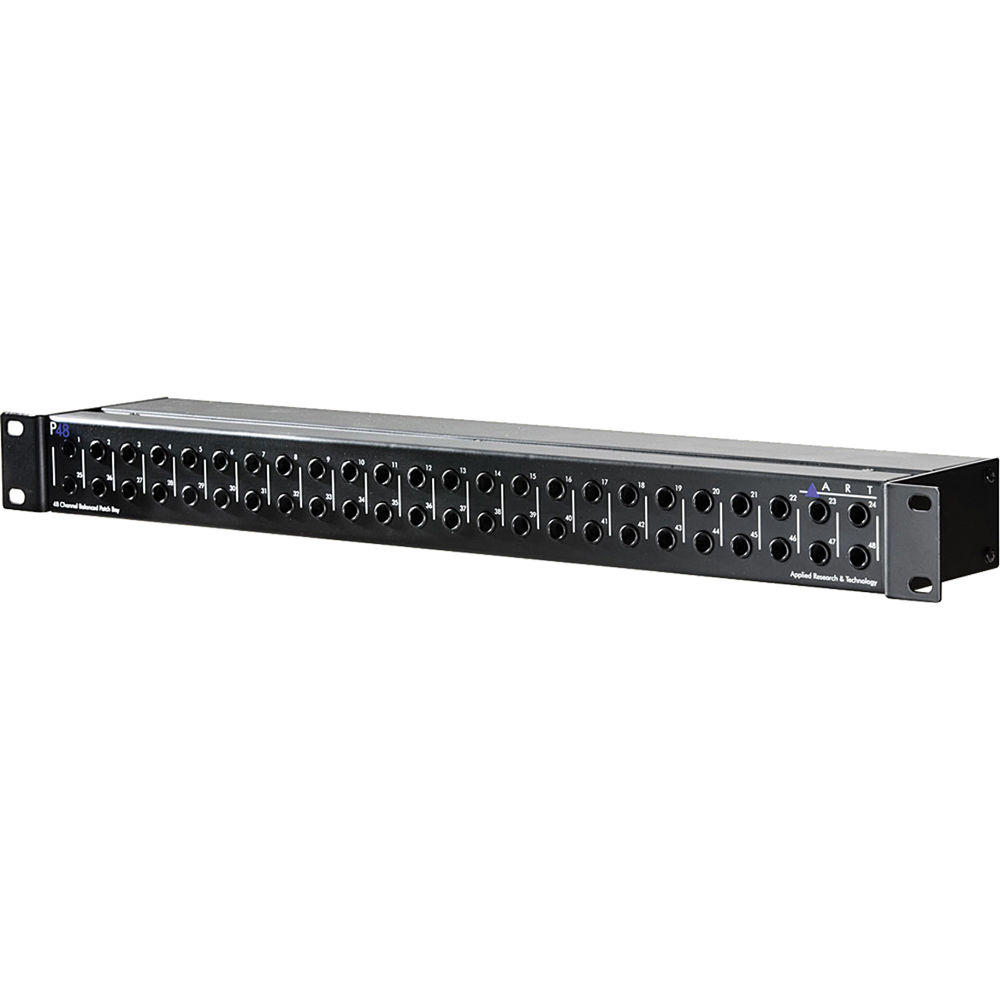 ART P48 Rackmount Patch Bay 48 Canales Balanceados 1/4"" TRS, Chasis de Acero 1RU, Diseño