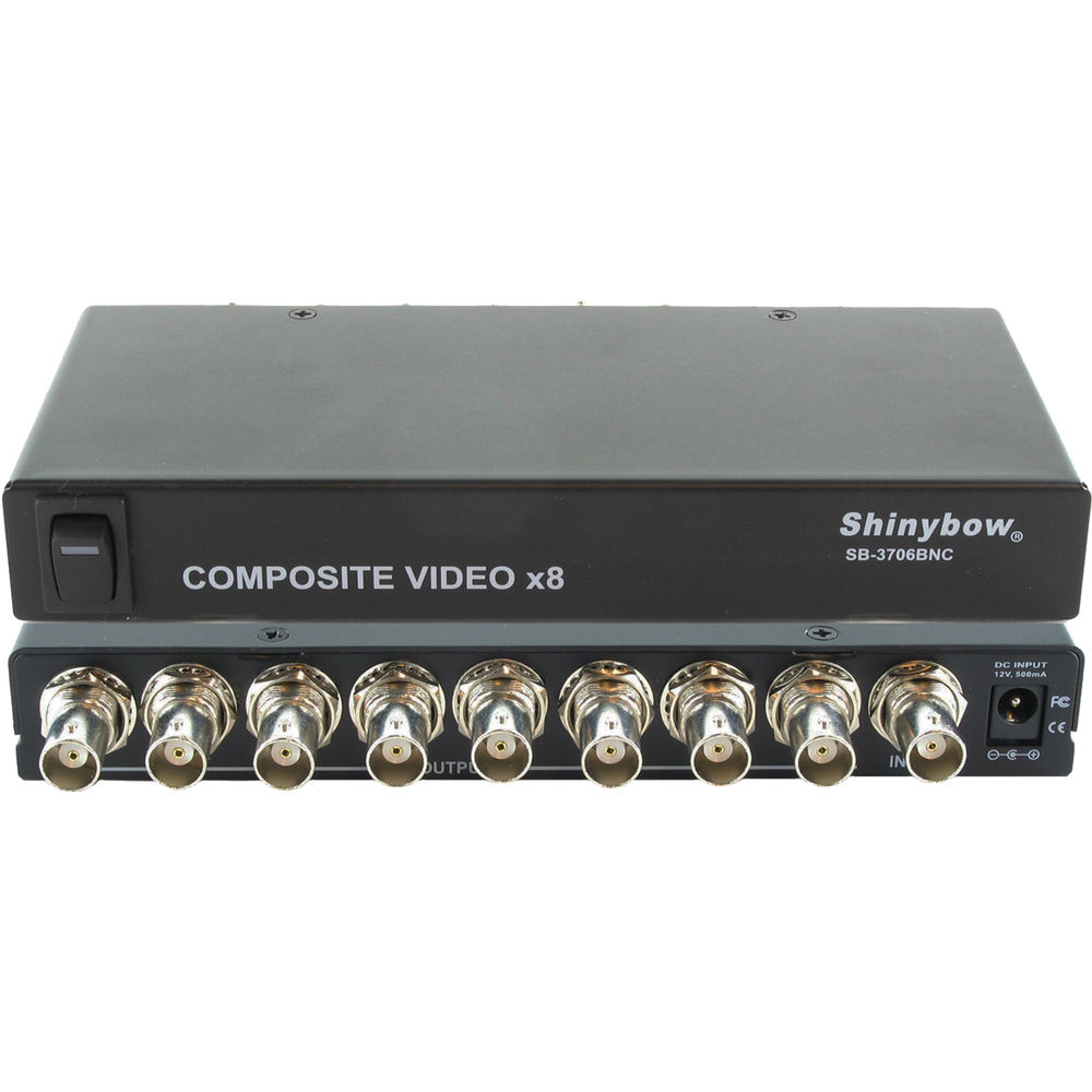 Shinybow Amplificador de Distribución de Video Compuesto SB-3706BNC 1x8 BNC, 80 MHz, Mont