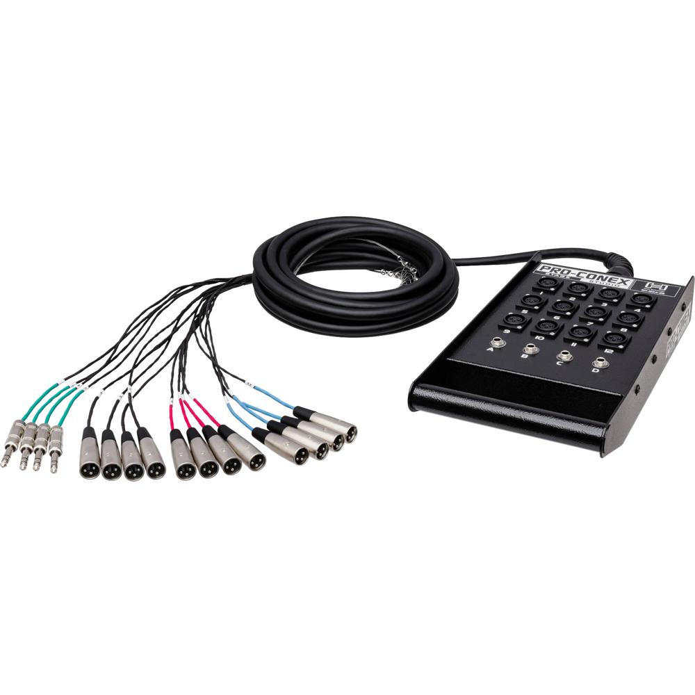 Hosa SH-12X4-25 Snake de Escenario con 12 Canales XLR y 4 TRS, 25 pies