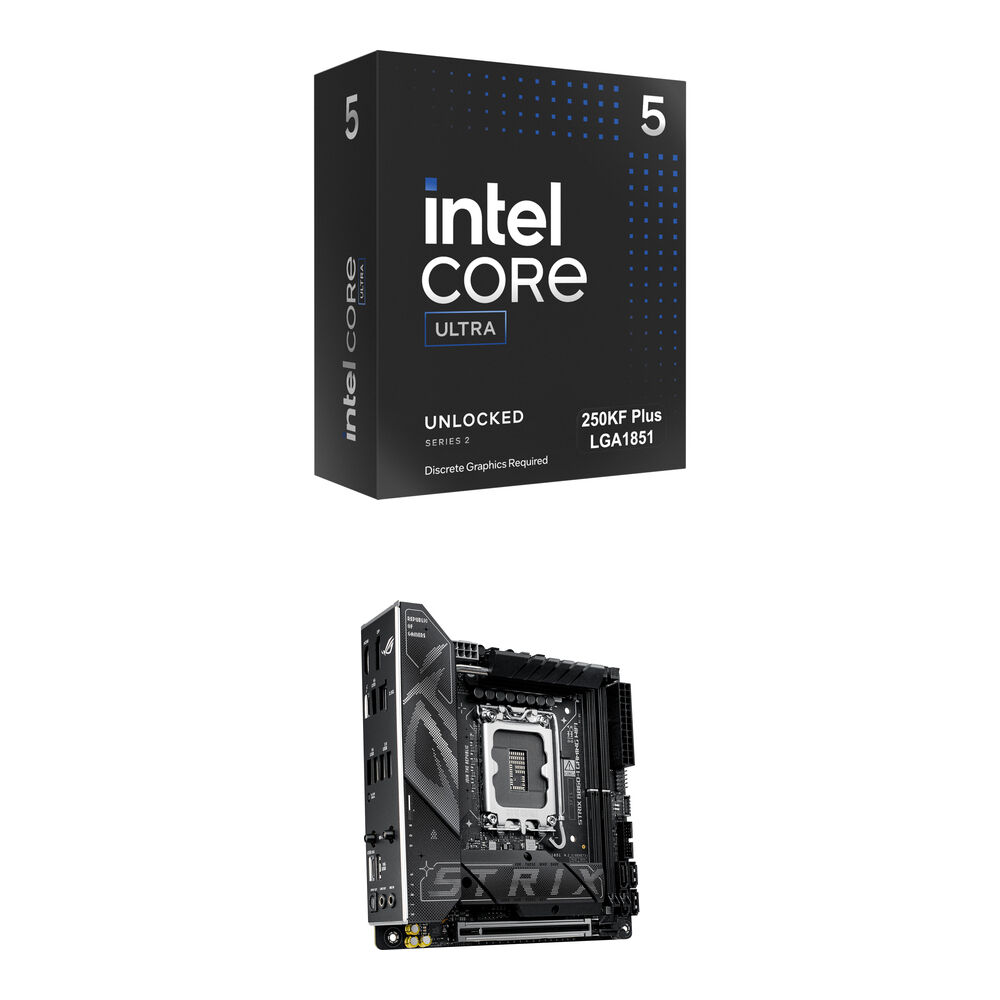 Intel Core Ultra 5 250KF Plus 18-Core Processor y ASUS ROG STRIX B860-I GAMING WIFI Mini-I