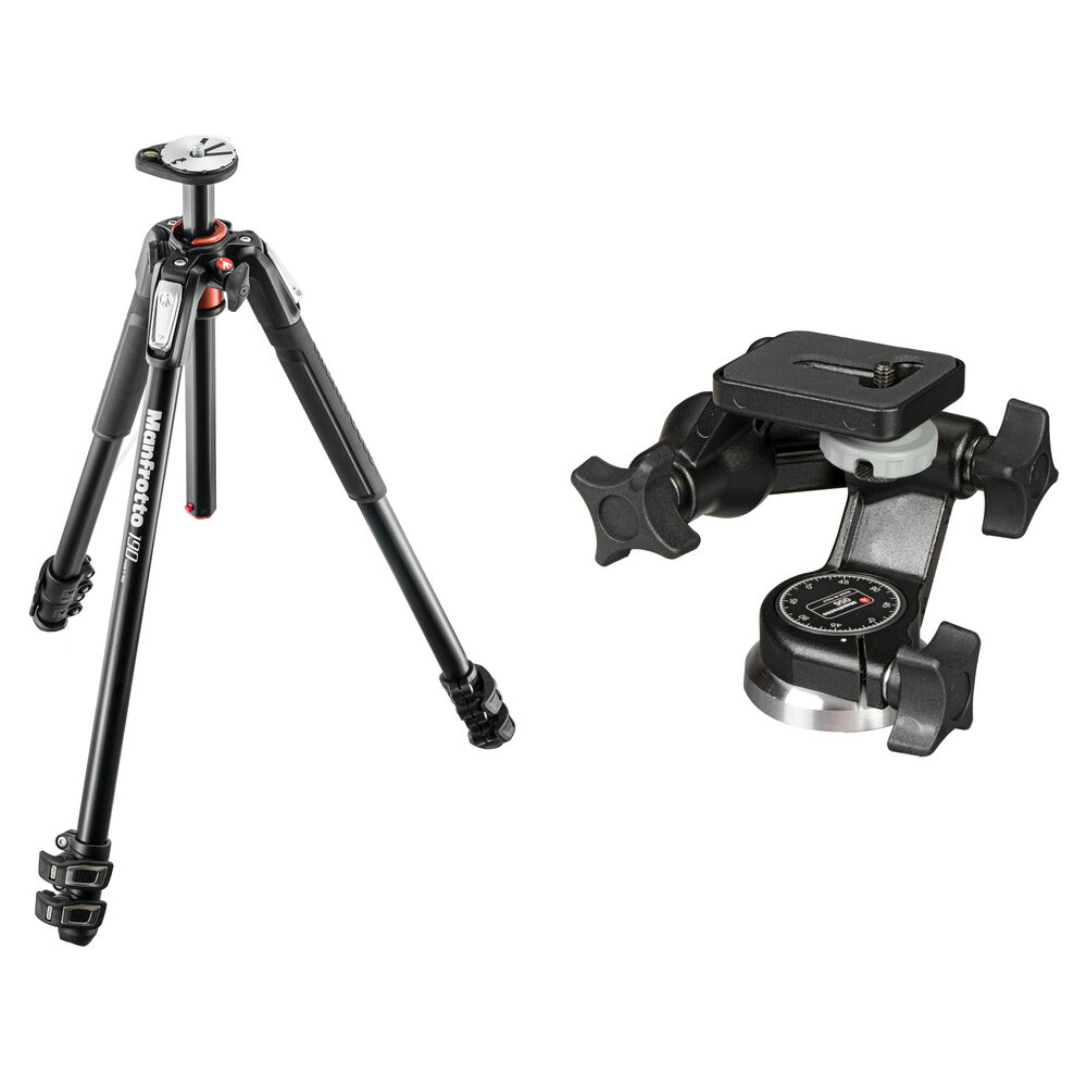Manfrotto Trípode de Aluminio MT190XPRO3 con Cabezal 056 3D Junior - Altura Máxima 67.0""