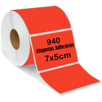 Rollo 940 Etiqueta Termica Adhesiva 7x5cm  Rojo Glossy