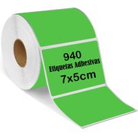 Rollo 940 Etiqueta Termica Adhesiva 7x5cm  Verde Glossy