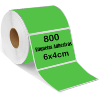 Rollo 800 Etiqueta Termica Termica 6x4cm Verde Glossy