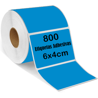 Rollo 800 Etiqueta Termica Adhesiva 6x4cm  Azul Glossy