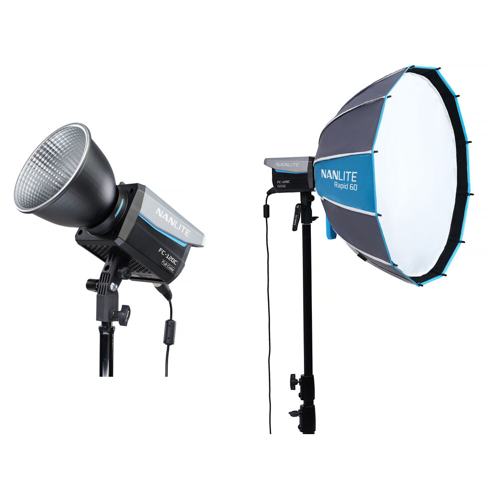 Nanlite FC120C Spotlight Kit con Softbox Rapid 60 - RGB LED, 2700-7500K, Control Inalámbr