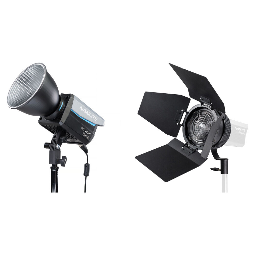 Nanlite FC120C Spotlight RGB LED con Lente Fresnel y Barndoors
