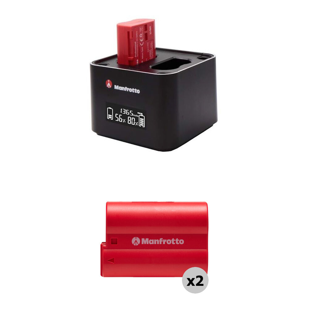 Manfrotto ProCUBE 3 Cargador Profesional Doble con 2 Baterías EN-EL15C para Cámaras Niko