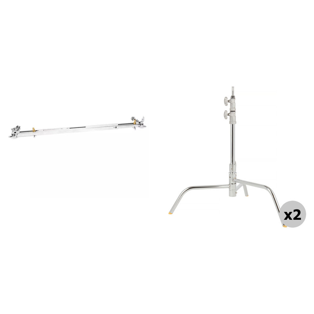 Savage Soporte Telescópico con Kit de Doble C-Stand - Rail de 65"" y Dos C-Stands Ajustabl