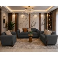 Juego de Sala Khuyay 321 Gris Oscuro patas de madera