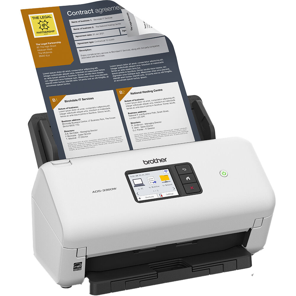 Brother ADS-3350W Escáner de Documentos Inalámbrico ADF 600 dpi, 40 ppm, Pantalla Tácti