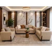 Juego de Sala Khuyay 321 Beige patas de madera