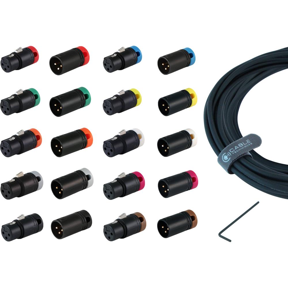 Cable Techniques Cable DIY Low-Profile XLR 3-Pin CT-LP-DIY-XL-10 con 10 Conectores Macho y