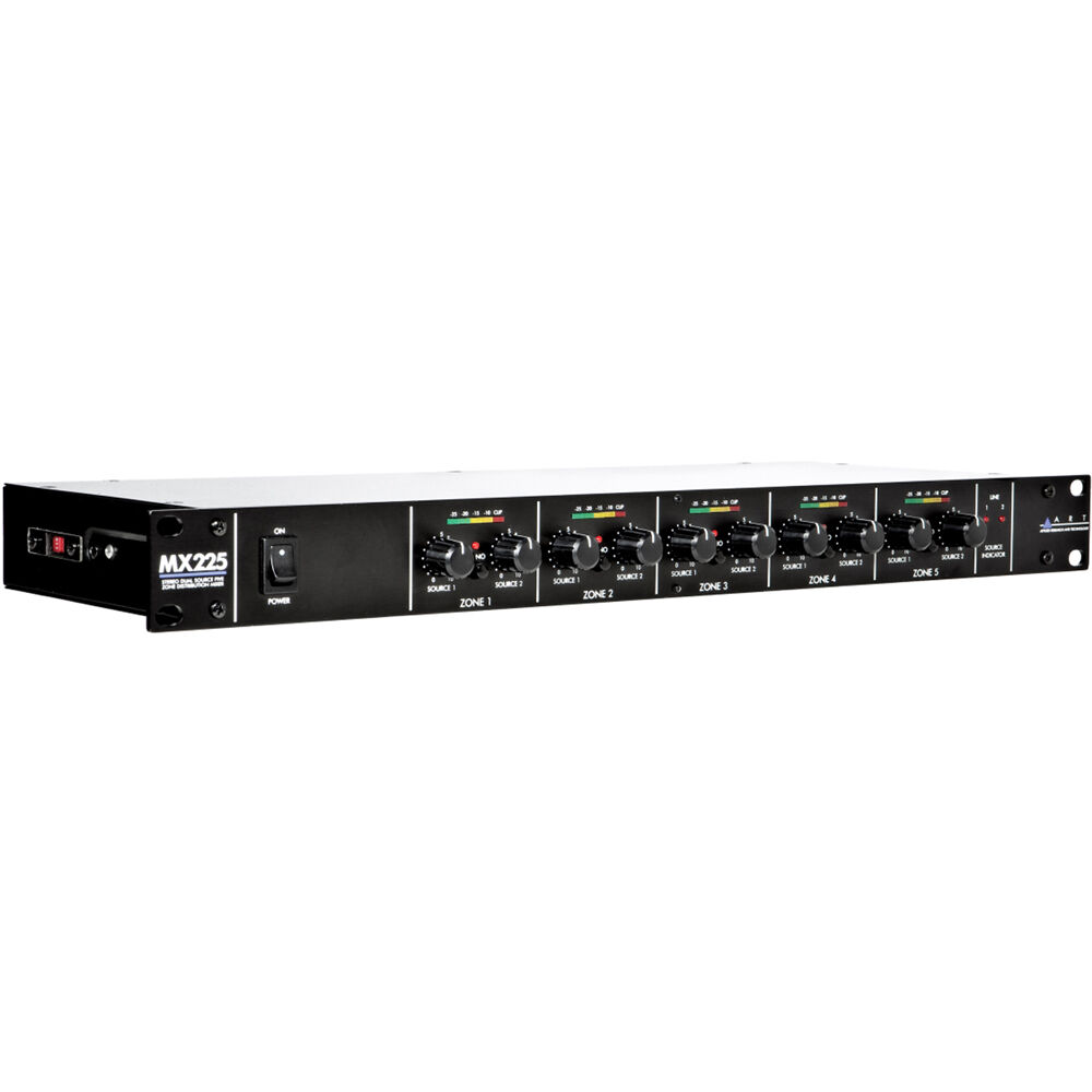 ART MX225U Mezclador de Distribución Estéreo de 5 Zonas con Entradas Balanceadas XLR