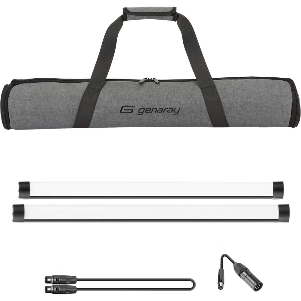 Genaray PX2-RGB Kit de Luces LED Tubo RGB de 2' (2 luces) - 368 Lux, 2800-8000K, CRI 96, D