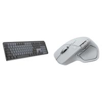 Logitech MX Master 4 Mouse Inalámbrico y Teclado Mecánico MX en Gris Claro - Conectivida