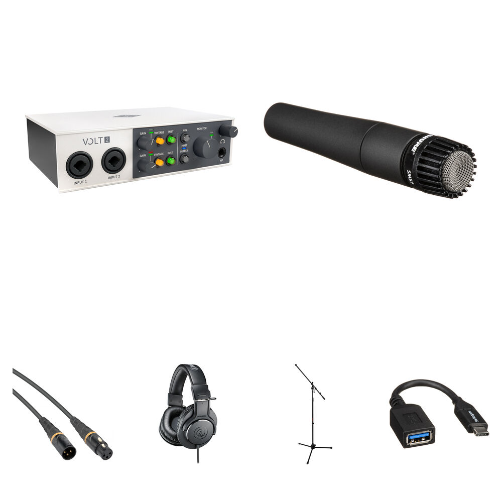 Universal Audio Volt 2 Interfaz de Audio/MIDI USB-C con Kit de Grabación de Guitarra
