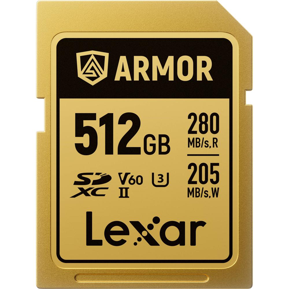Lexar Tarjeta de Memoria SDXC UHS-II ARMOR GOLD 512GB - Velocidad de Lectura 280 MB/s, Vel