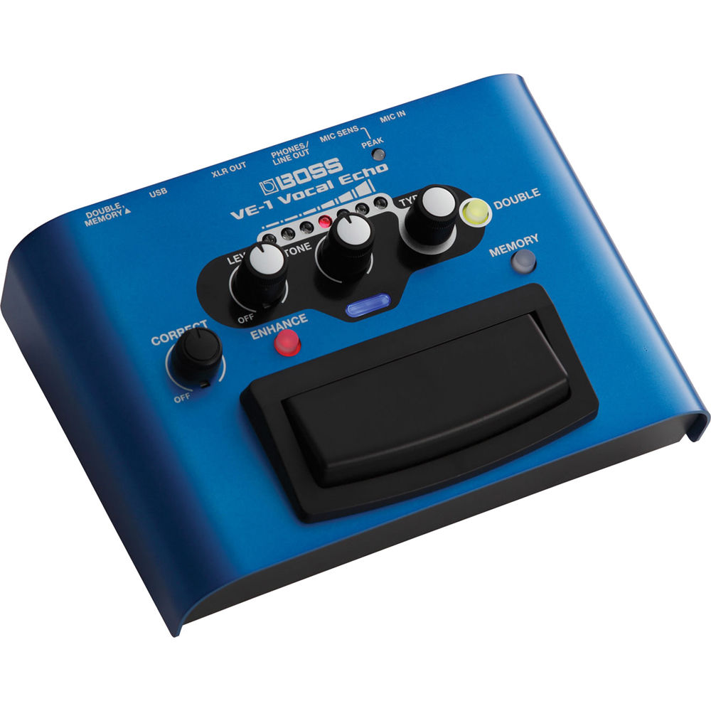 BOSS VE-1 Procesador de Efectos Vocales con 7 Tipos de Ambiencia, Doble Efecto y USB