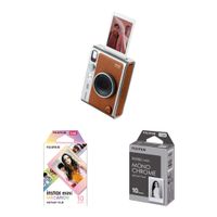 FUJIFILM instax mini EVO Cámara Híbrida Instantánea Color y Monocromo (Marrón) con 20