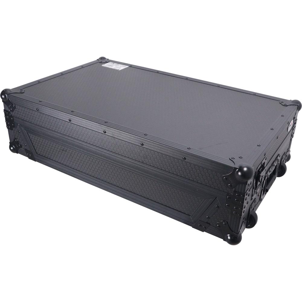 ProX Flight Case para RANE DJ SYSTEM ONE con estante deslizante, ruedas y kit LED (Negro s