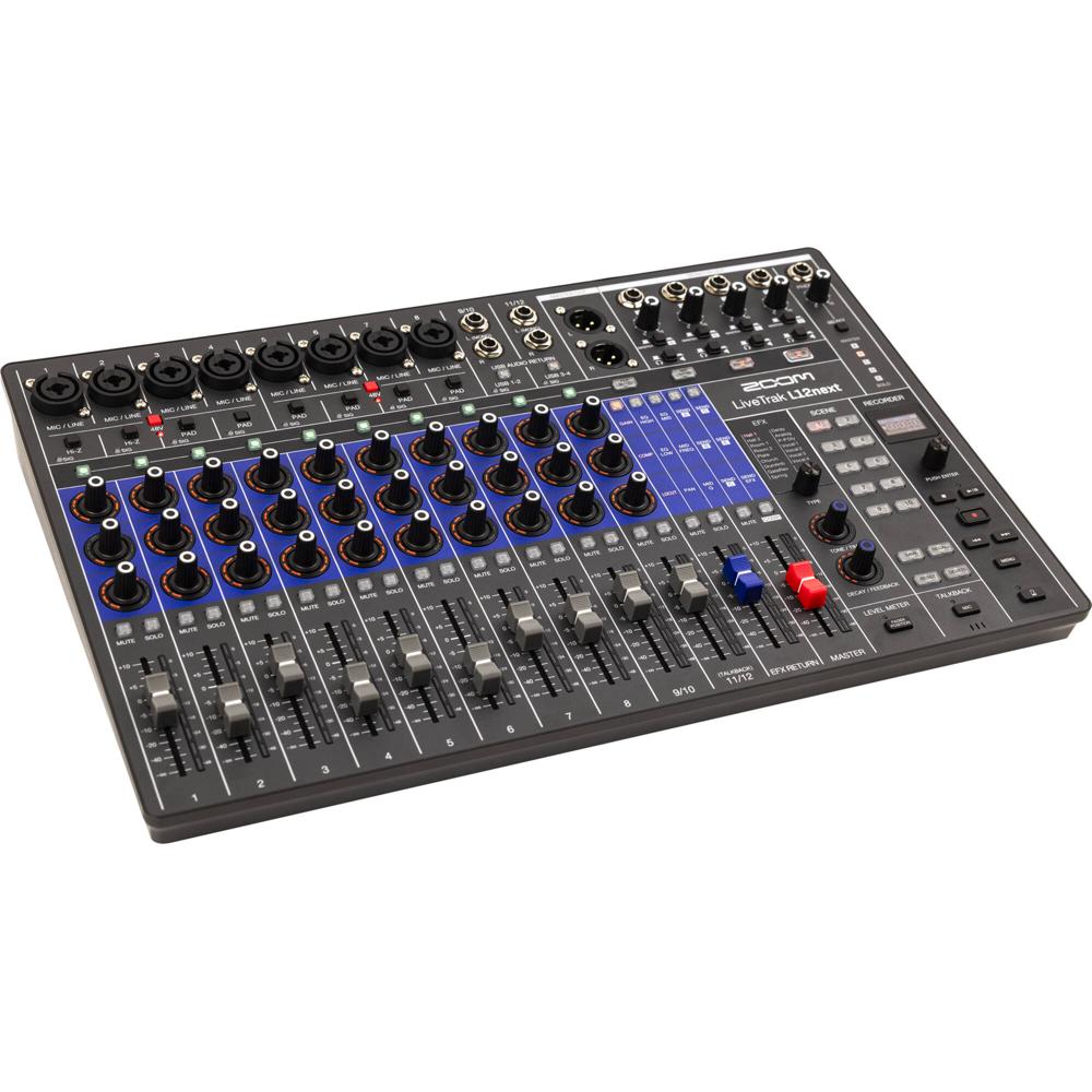 Zoom LiveTrak L12next Mezclador Digital 12 Canales con Grabador 14x4 USB-C, 60mm Faders, 1