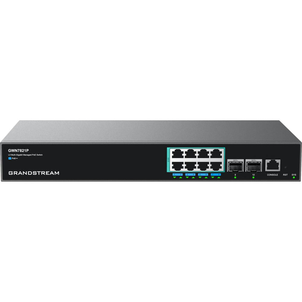 Grandstream Switch Gestionado GWN7821P 8 Puertos 2.5G PoE++ con Capacidad de 80 Gb/s