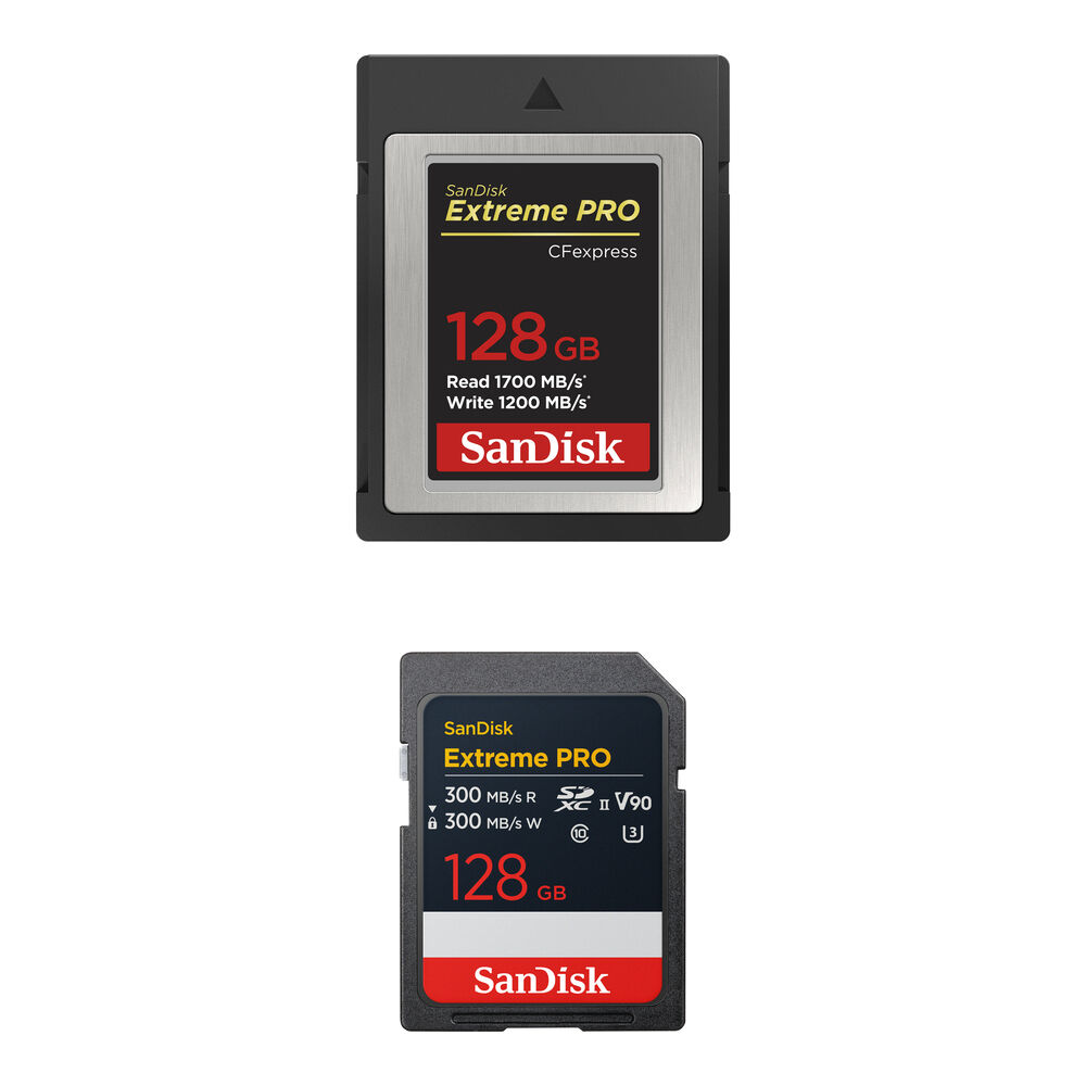 SanDisk Kit de Memoria 128GB Extreme PRO CFexpress Type B y UHS-II SDXC