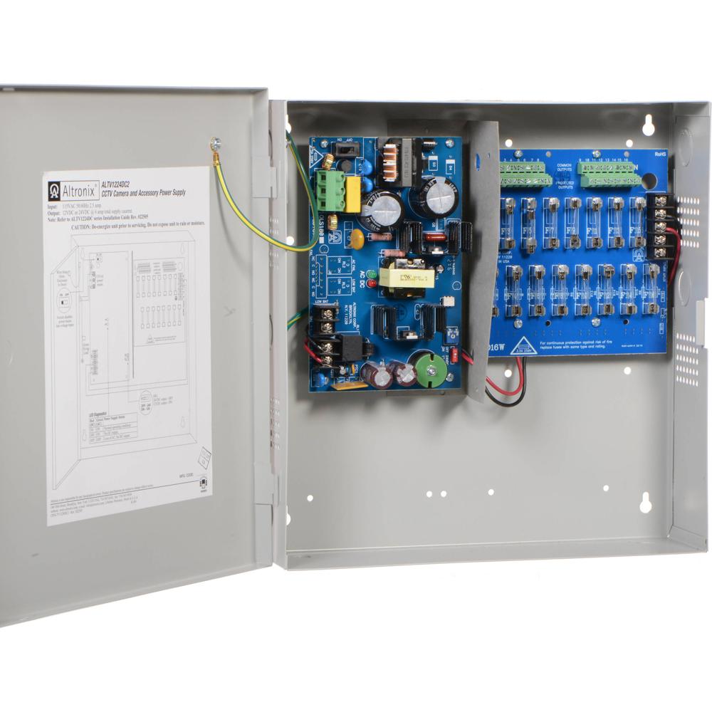 ALTRONIX Fuente de Poder de 16 Salidas para CCTV 12/24 VDC, 6A, Regulada y Filtrada