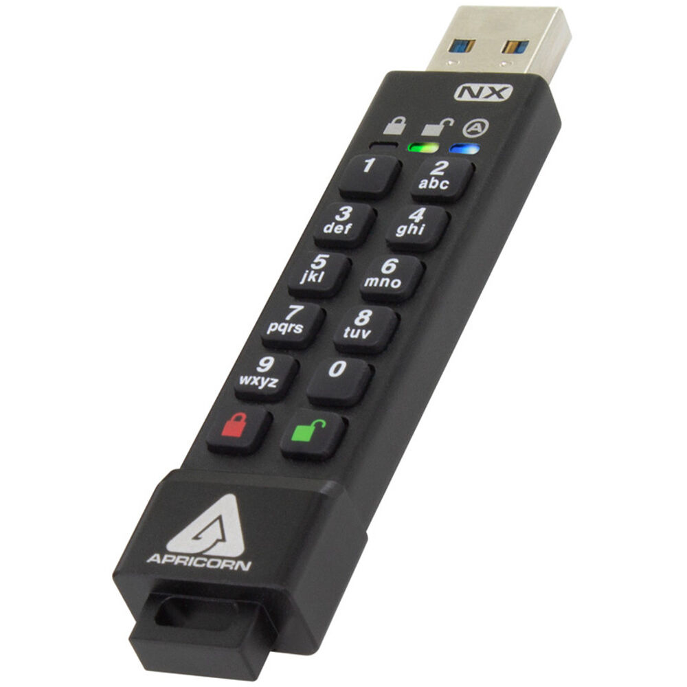 Apricorn Aegis Secure Key 3NX USB 3.1 Gen 1 Flash Drive 256GB con Encriptación AES-XTS y