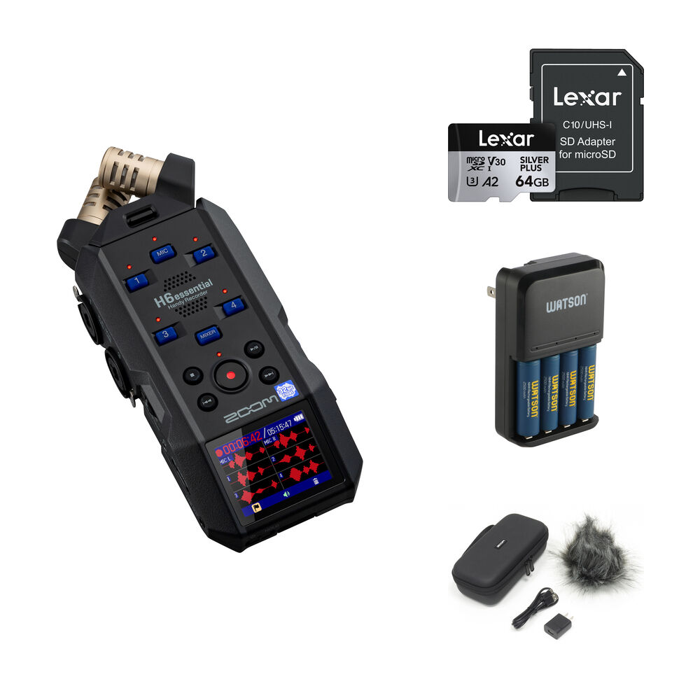Zoom H6essential Grabadora de Audio Portátil 6-Track 32-Bit Float con Kit Deluxe