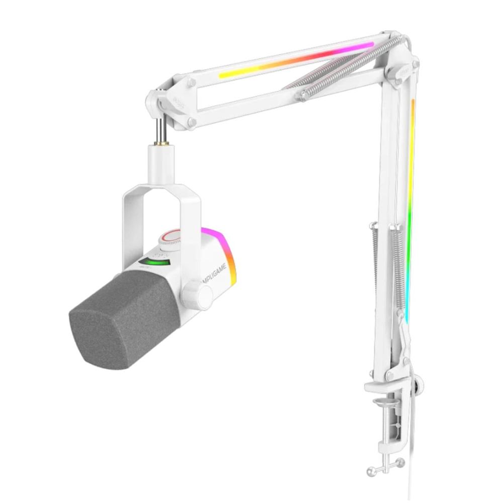 Micrófono Fifine Ampligame AM8PROT XLR/USB (Incluye Brazo) - Blanco