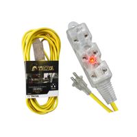 Extension Universal de 3 Tomas 10 Metros Con Luz Neon  y Toma a Corriente Bipolar Ty10M120