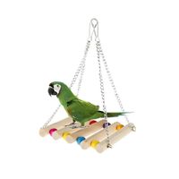 Juguete Plataforma Colgante De Madera Con Cuencas De Colores Para Aves